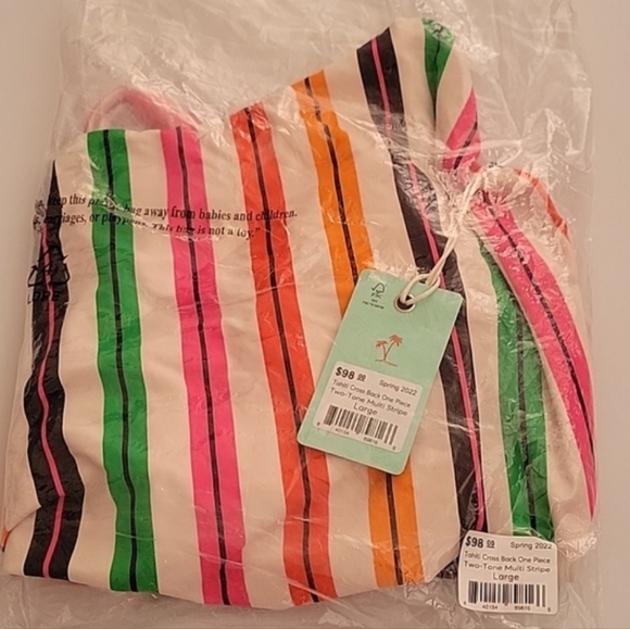 NWT Marine Layer Tahiti Cross Back One Piece Two-Tone Multi Stripe Swimming Suit - Picture 4 of 8